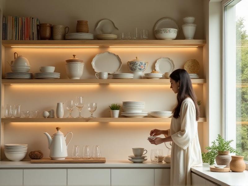 7. Use Open Shelving for a Spacious Feel