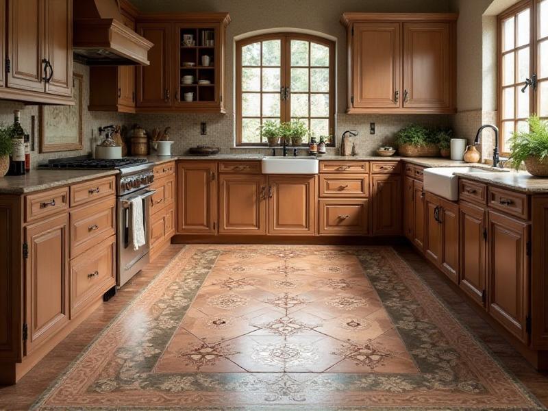7. Textured Flooring: Grounding the Kitchen Design